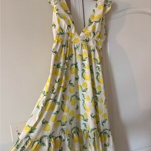 Pink Lily White Cream Empire Waist Sundress
